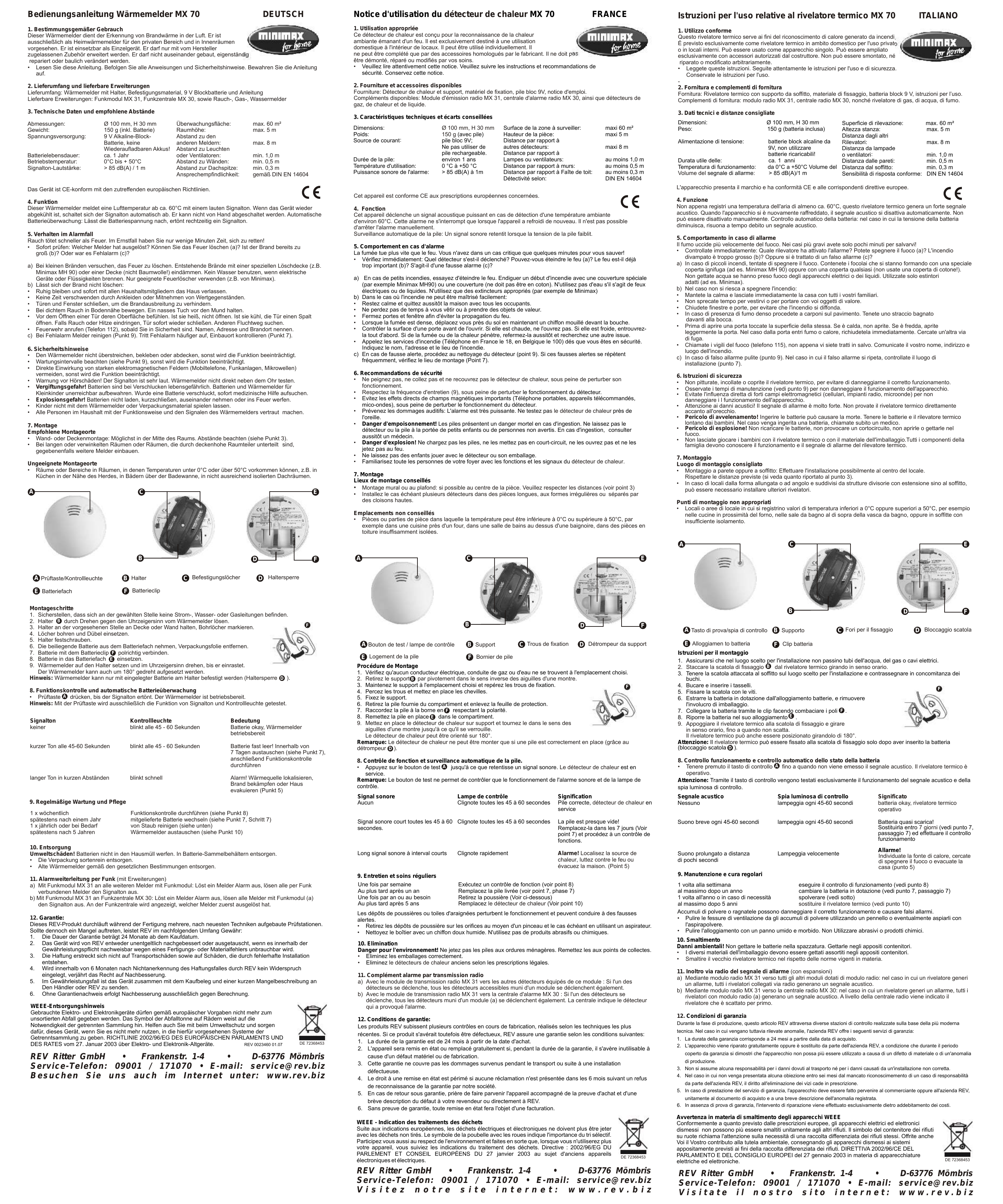 Bedienungsanleitung Warmemelder Mx 70 Deutsch Rev Ritter Manualzz