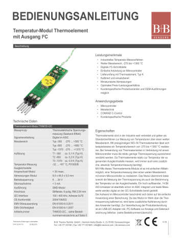 BEDIENUNGSANLEITUNG - B+B Thermo | Manualzz