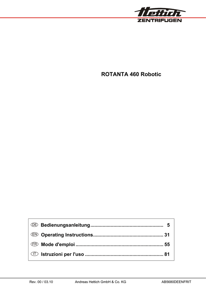 Rotanta 460 Robotic Manualzz