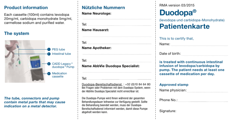 Duodopa® | Manualzz