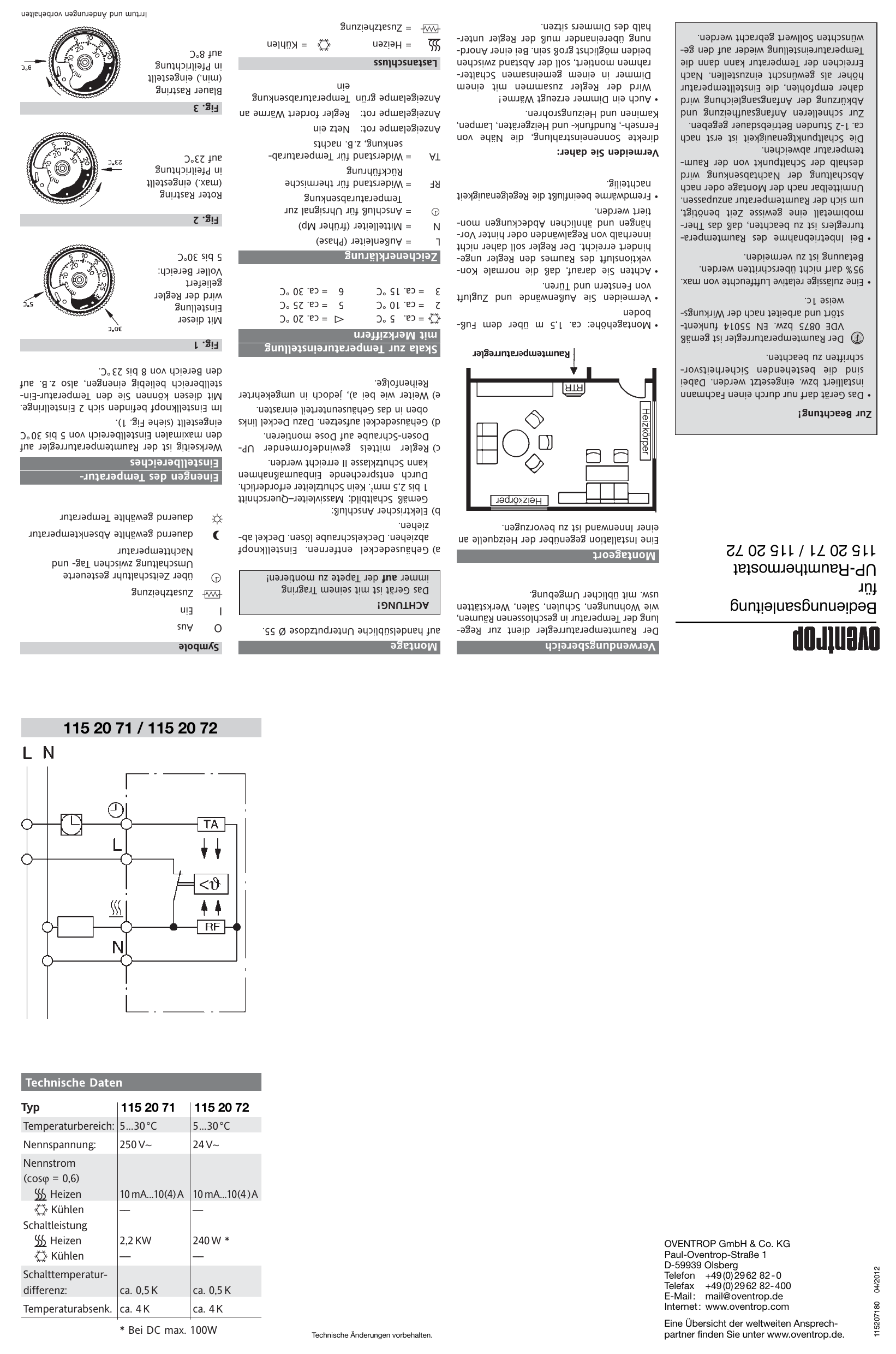 Bedienungsanleitung Fur Up Raumthermostat 115 20 71 Manualzz