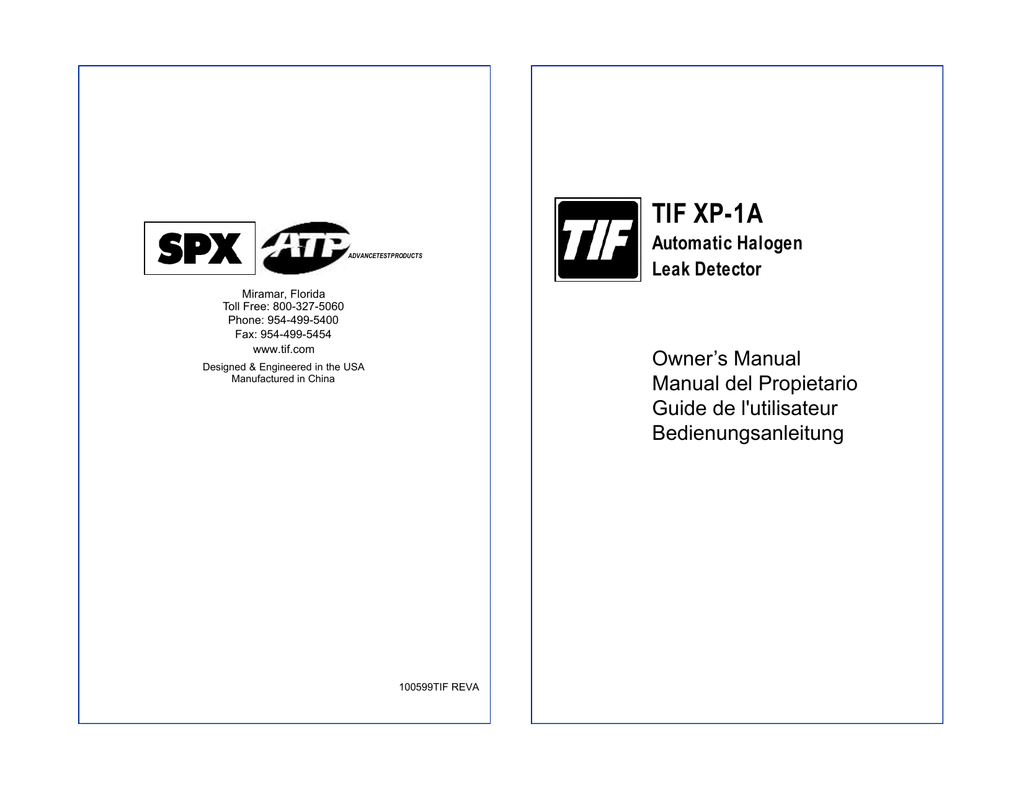 TIF XP1A Manual Advanced Engineering Manualzz