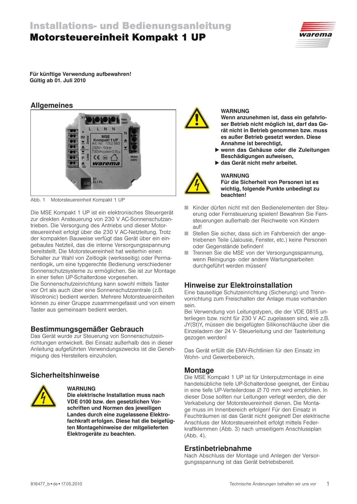 MSE Kompakt 1 UP | Manualzz