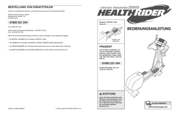 HealthRider HREVEL1704 2000 ELLIPTICAL Benutzerhandbuch | Manualzz