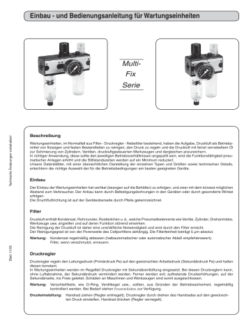 Einbau - und Bedienungsanleitung für Wartungseinheiten Multi | Manualzz