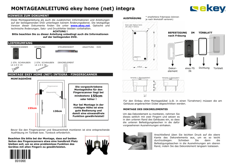 Montageanleitung Ekey Home Net Integra Manualzz