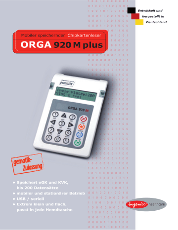 Datenblatt ORGA 920 M Plus eGK | Manualzz