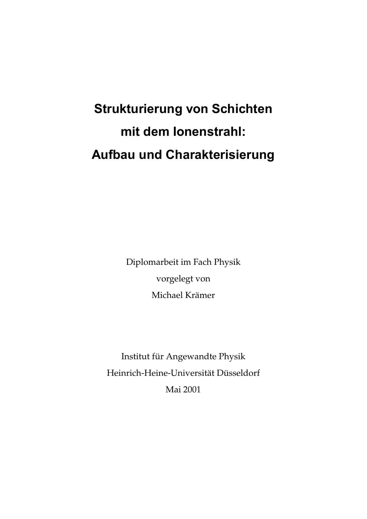 Strukturierung Von Schichten Mit Dem Ionenstrahl Aufbau Und Manualzz