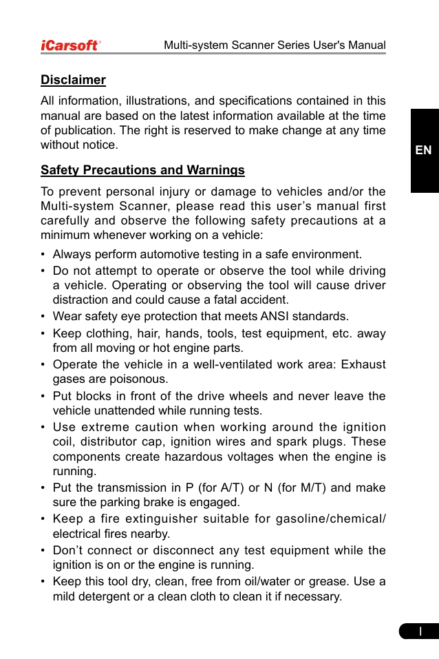 Disclaimer Safety Precautions and Warnings Manualzz