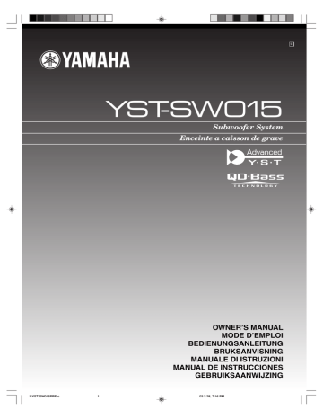 Yamaha YST-SW015 Manuel du propriétaire | Manualzz
