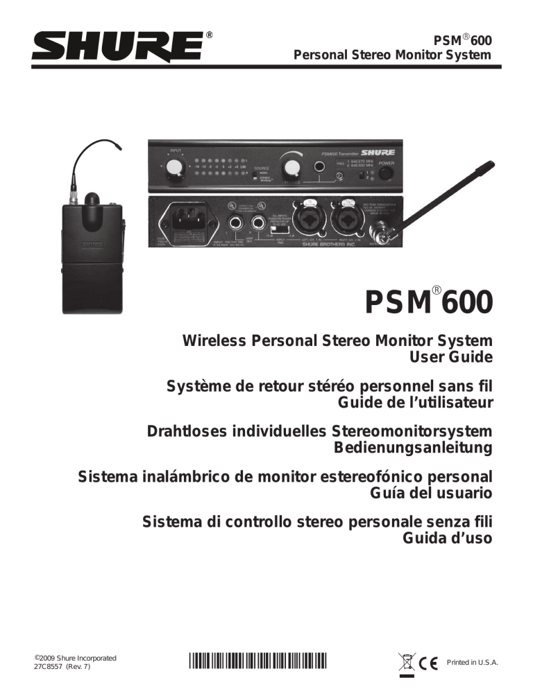 Shure Psm600 User Guide English Manualzz