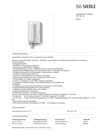 Haustelefon Comfort HTC 811-0 Seite 1 | Manualzz