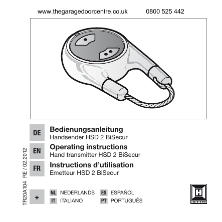 Hormann Hsd2 Remote Controls Manualzz