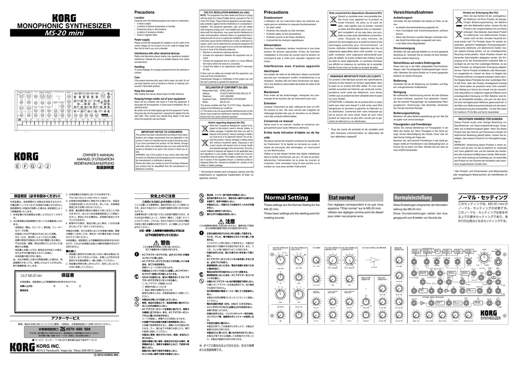 Korg Ms Mini Owner S Manual Manualzz