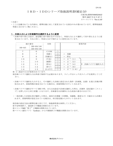 Ird Iddシリーズ取扱説明書 補足分 Manualzz