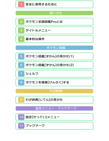 1 安全に使用するために 使いかた 2 ポケモン全国図鑑proと