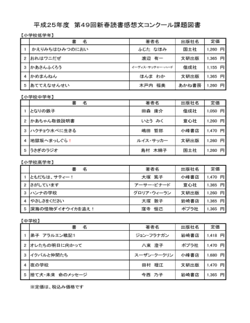 平成25年度 第49回新春読書感想文コンクール課題図書 Manualzz