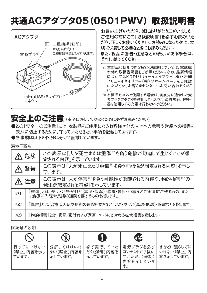 共通acアダプタ05 0501pwv 取扱説明書 Manualzz