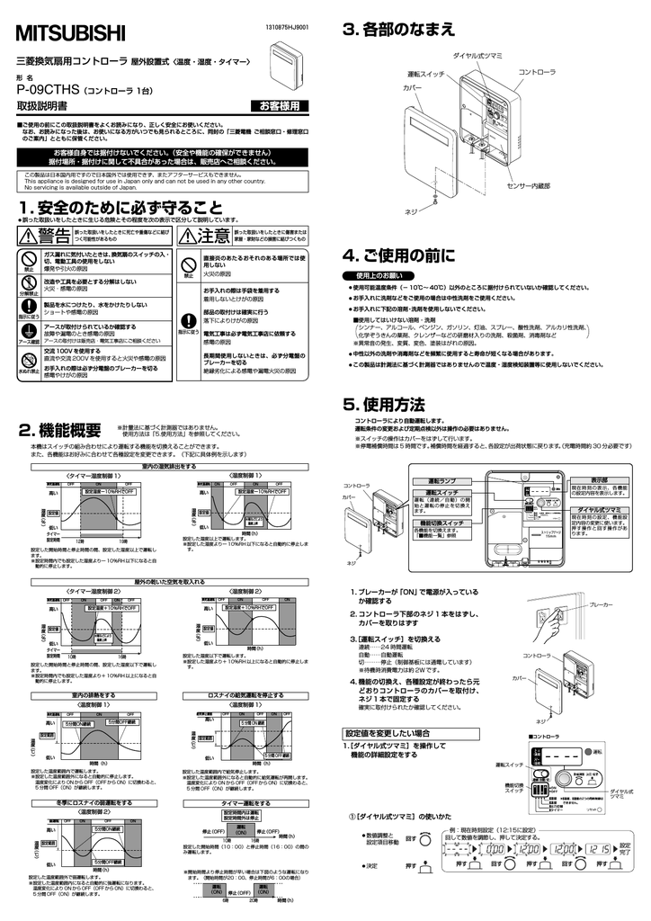 とっておきし新春福袋 三菱電機 換気扇用 温度 湿度 時間コントローラ 屋内 屋外 P-09CTHS fucoa.cl