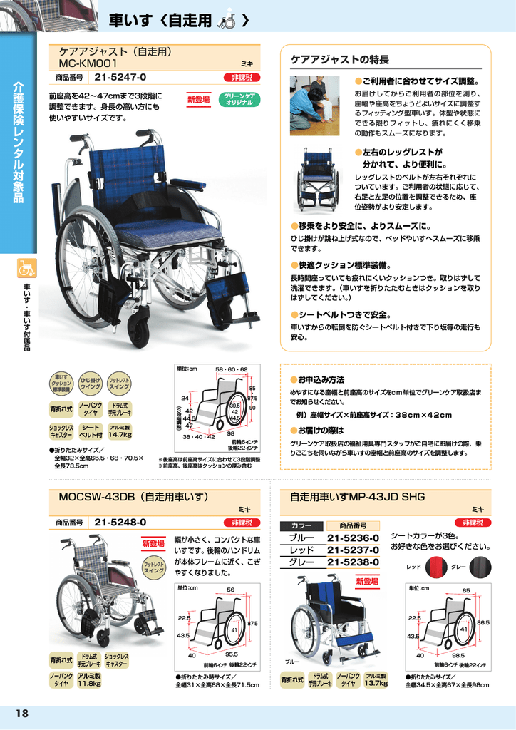 車いす 自走用 日本ケアサプライ Manualzz