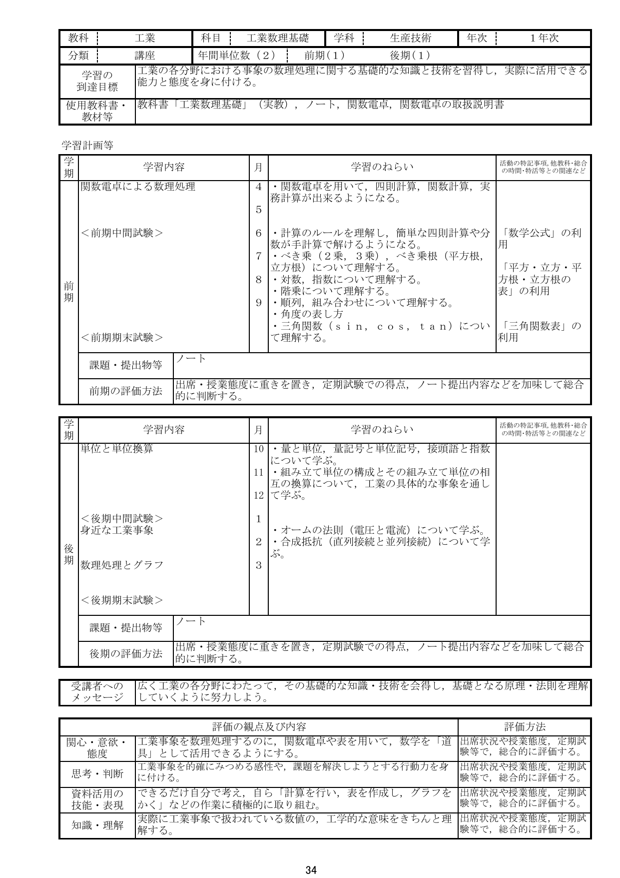 学 期 月 4 5 6 7 8 9 学 期 月 10 11 12 1 2 3 工業事象を数理処理する Manualzz