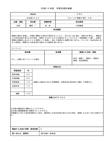 平成24年度 学習支援計画書 Manualzz