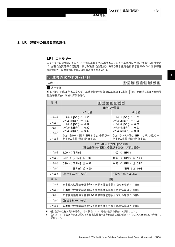 Casbee 建築 新築 2 Lr 建築物の環境負荷低減性 Lr1 エネルギー Manualzz