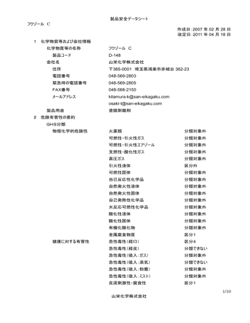 フクゾールc 製品安全データシート Msds Manualzz