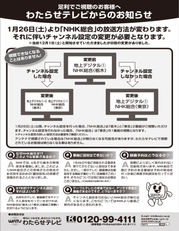 わたらせテレビからのお知らせ 1月26日 土 より Nhk総合 Manualzz