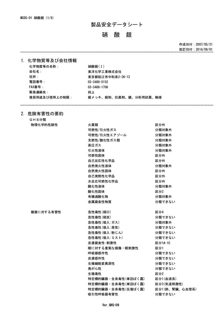 Msds 製品安全データシート Manualzz