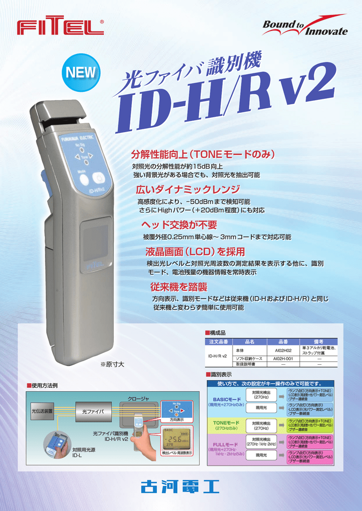 光ファイバ識別機 ID-H/Rv2 古河電工 光ファイバ識別機 ID-H/Rv2 古河電工