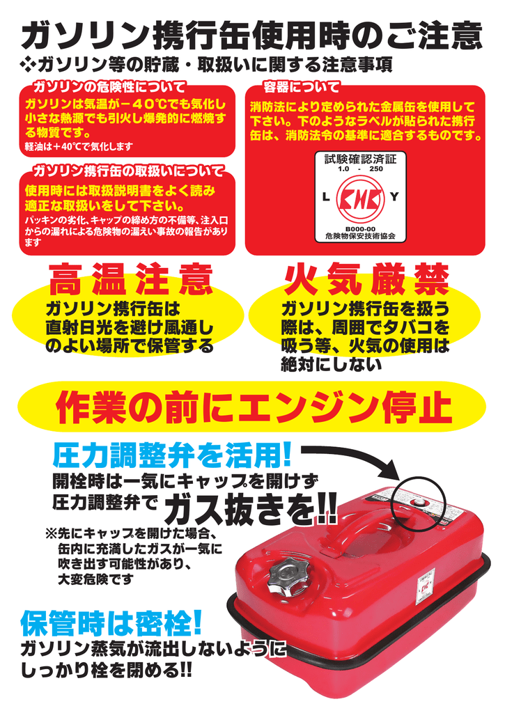 ガソリン携行缶使用時のご注意 Manualzz