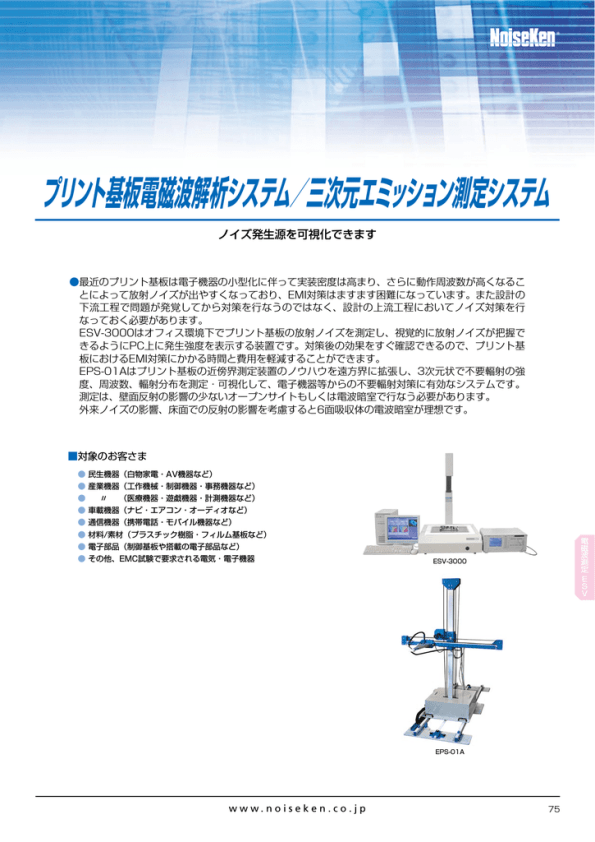 プリント基板電磁波解析システム／三次元エミッション測定