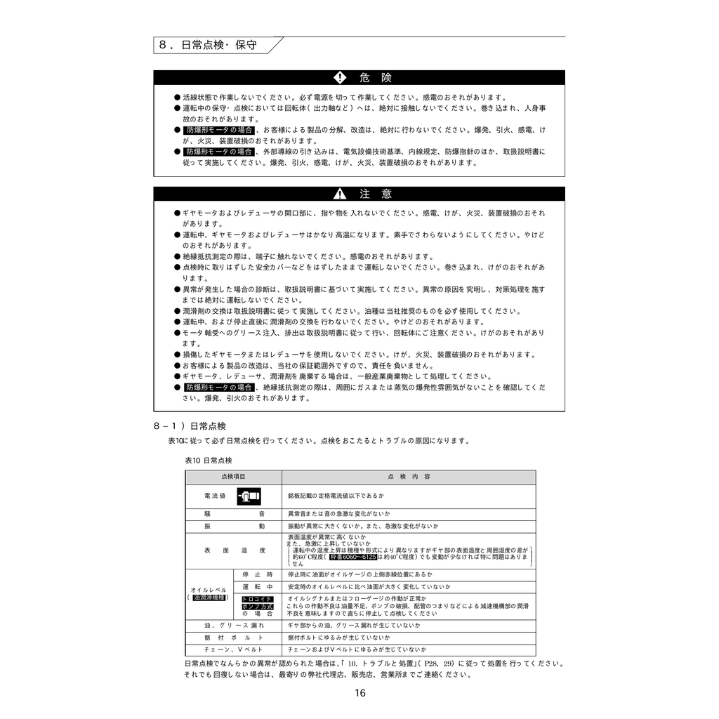 8 日常点検 保守 危 険 注 意 Manualzz