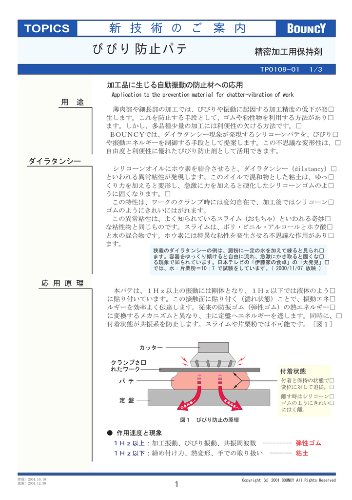 新技術のご案内 びびり防止パテ 154kb Manualzz