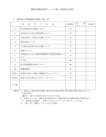 消防計画作成チェック表 共同住宅用 Manualzz