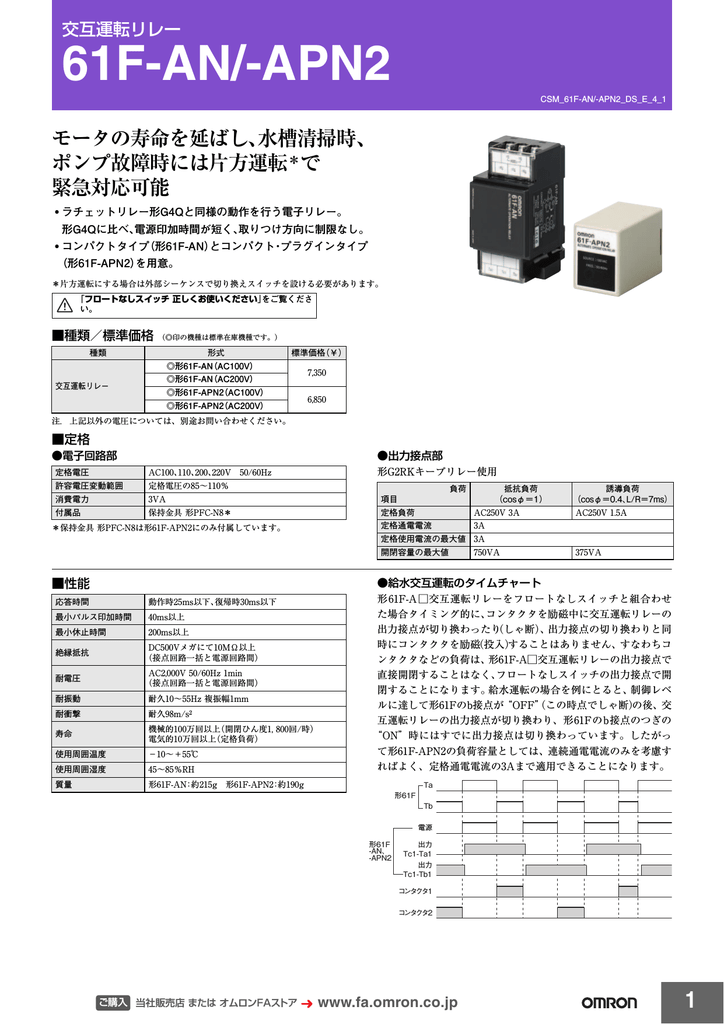 公式の店舗 OMRON オムロン フロートなしスイッチ コンパクトタイプ 61F-GNタイプ 61F-G1N fucoa.cl