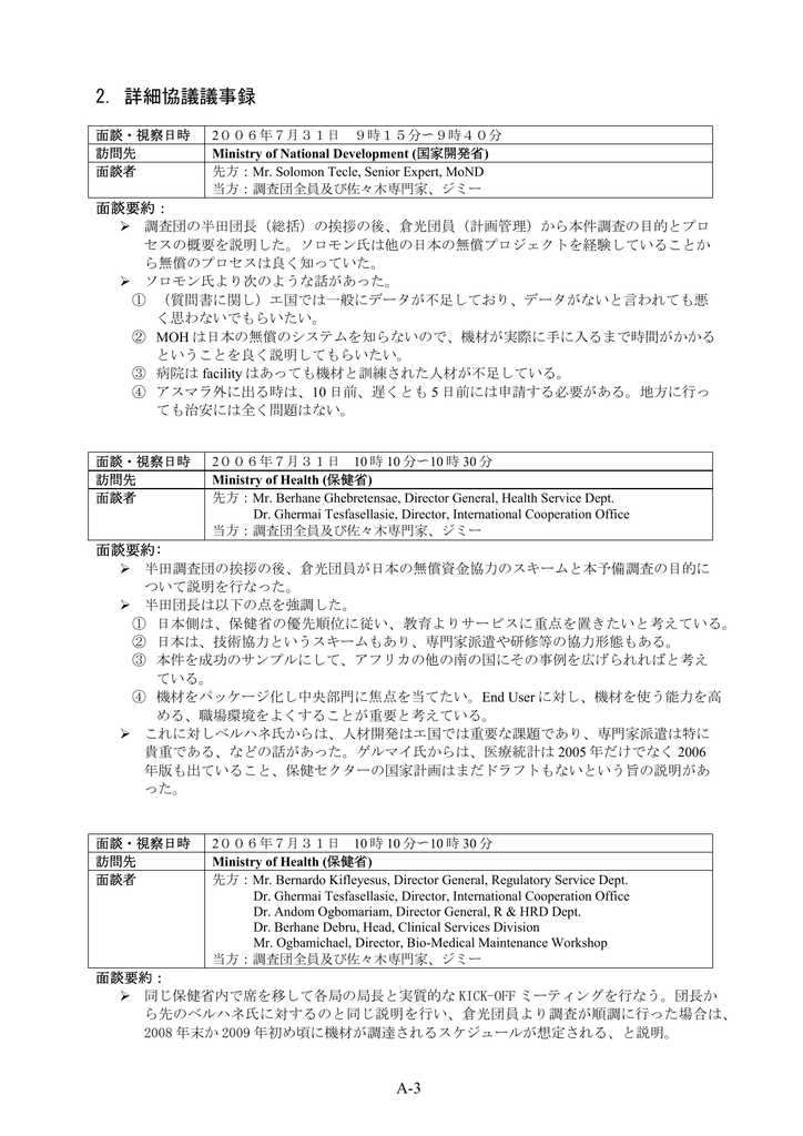 2 詳細協議議事録 Jica報告書pdf版 Jica Report Pdf Manualzz