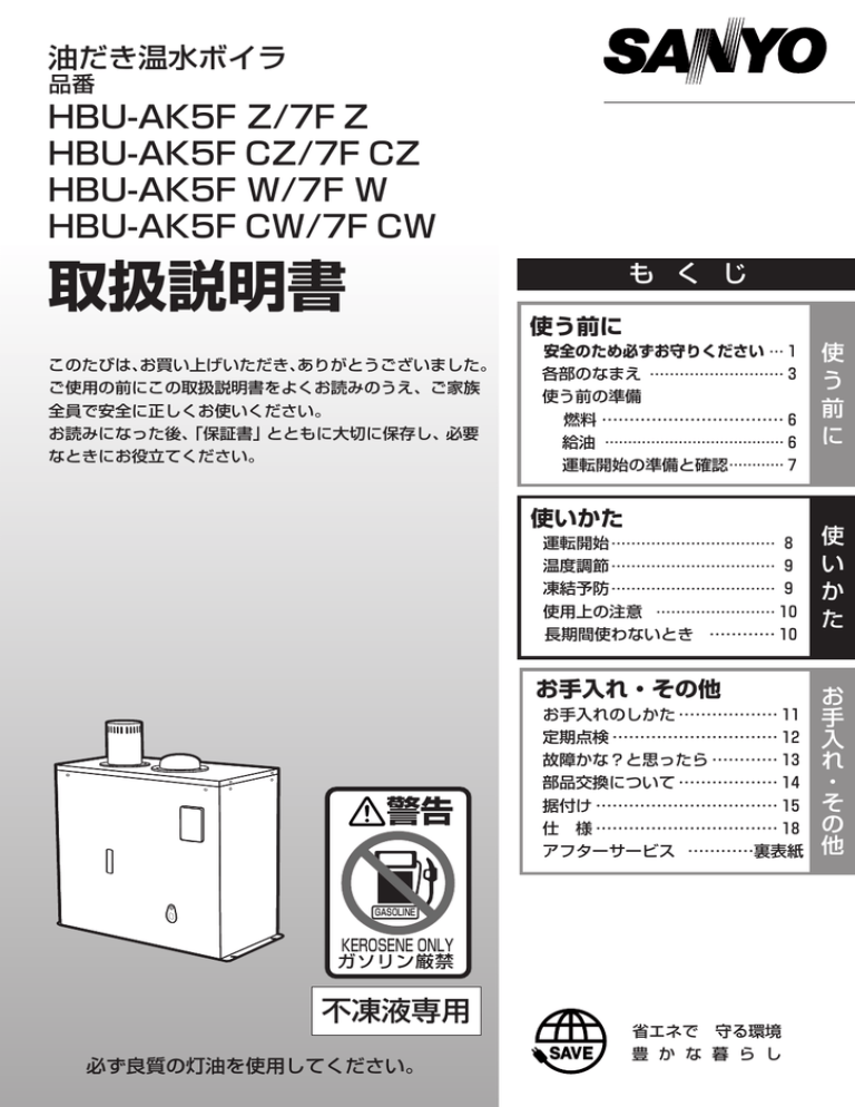 取扱説明書 各部のなまえ