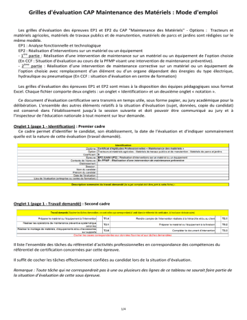 Grilles D Evaluation Cap Maintenance Des Materiels Mode D Emploi Manualzz