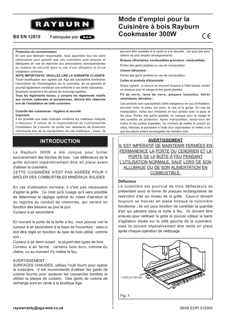 Mode Demploi Pour La Cuisinère à Bois Rayburn Cookmaster