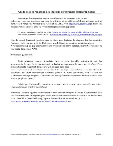 La Bibliographie Au Standard Apa Manualzz