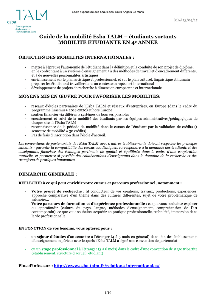 Mobilite Etudiante Mode D Emploi Manualzz