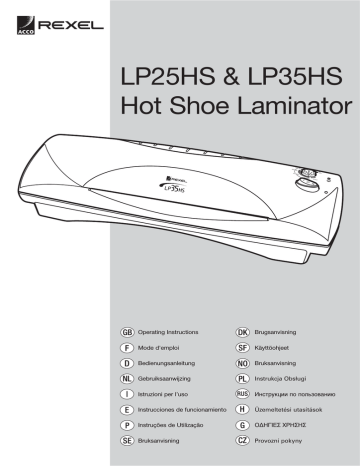Lp25hs Lp35hs Hot Shoe Laminator Manualzz