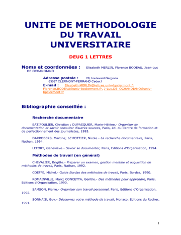 Unite De Methodologie Du Travail Universitaire Manualzz