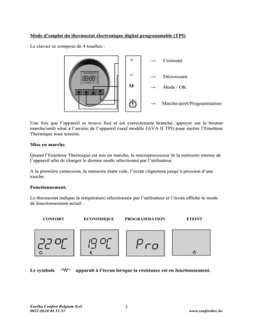 Mode d`emploi du thermostat TPI | Manualzz