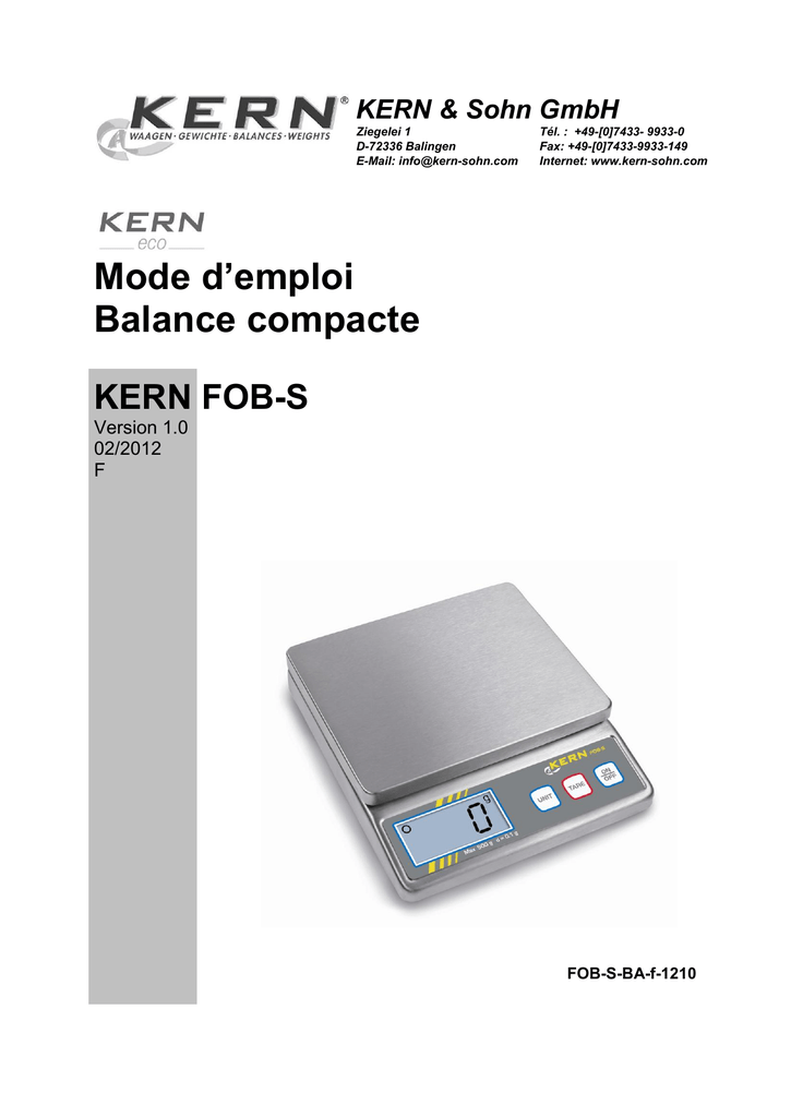 Mode d`emploi Balance compacte | Manualzz