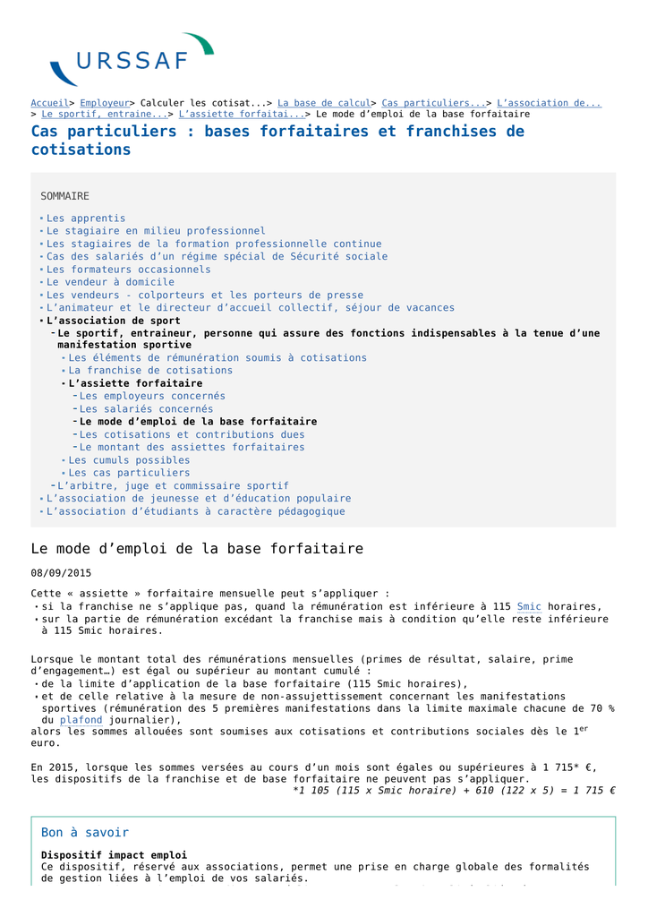 Le Mode D Emploi De La Base Forfaitaire Manualzz Com