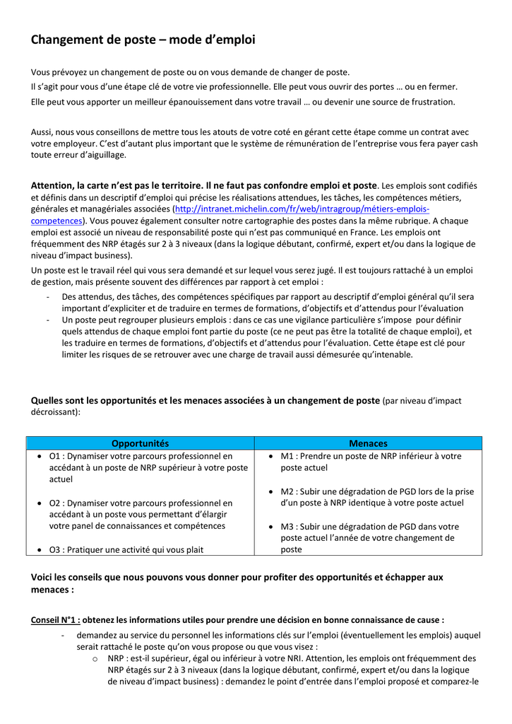 Changement De Poste Mode D Emploi Cfe Manualzz