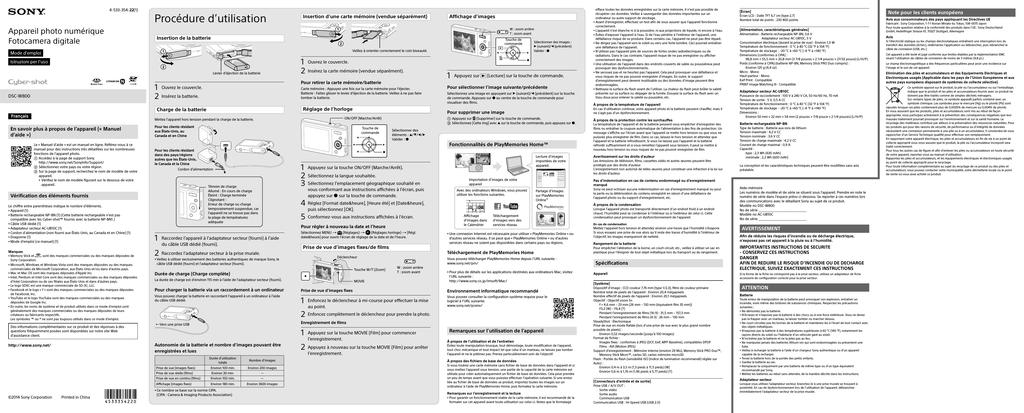 Sony Dsc W800 Mode D Emploi Manualzz